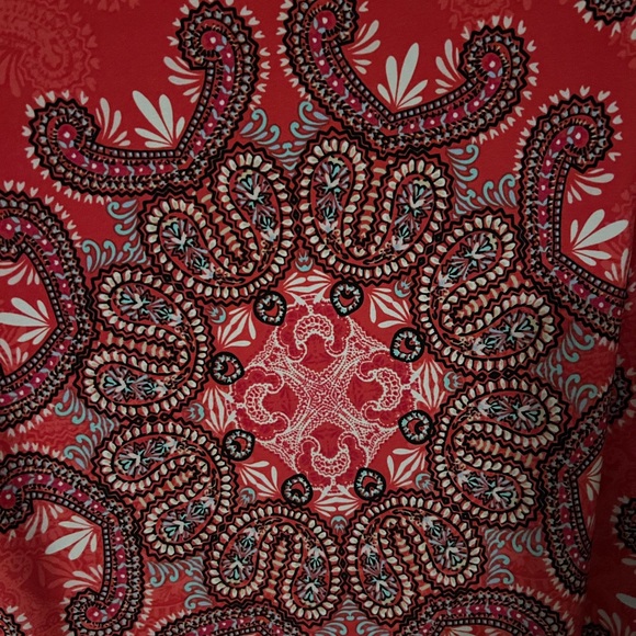 Chico's Red and Black Paisley Long Sleeve Dress - Picture 3 of 4